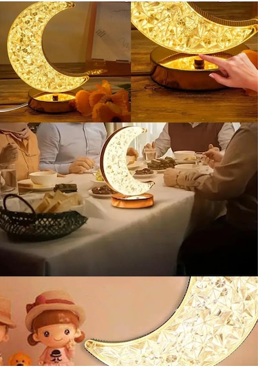 Dekoratif Ay Işığı Hilal Masa Lambası Usb Şarjlı Led Gece Lambası