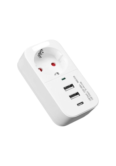 Ftr017 3in1 Termal Akım Korumalı 2usb-a 1soket 3680w 1 Pd Type