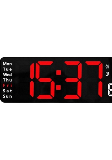 Ganzhoushop Takvim Suntek Saati Parlaklık Modern Kırmızı Göstergeli Duvar Dijital Ayarlanabilir Wx Kırmızı