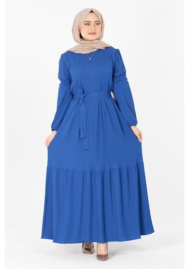 Sevitli Prenses Elbise -saks-mavi-1442-saks Mavisi Saks Mavisi