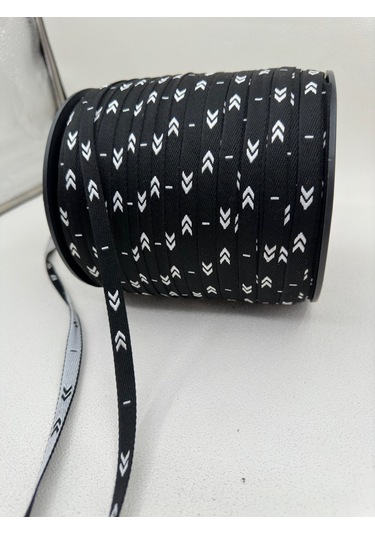 1 Cm Çavuş Desenli Şerit-5 Metre- Siyah/beyaz