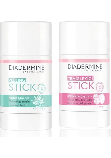 Diadermine Kombucha Çayı Özlü Temizleyici Stick 40 G + Diadermine Matcha Çayı Özlü Peeling Stick 40 G