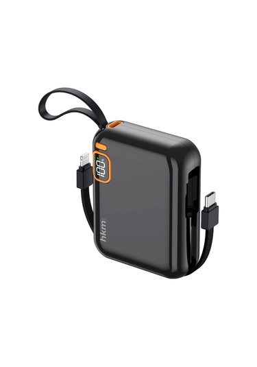 Power Duo 10.000 Mah 20W Pd 20W Hızlı Şarj Destekli Type-C Ve Lightning Kablolu Powerbank Siyah