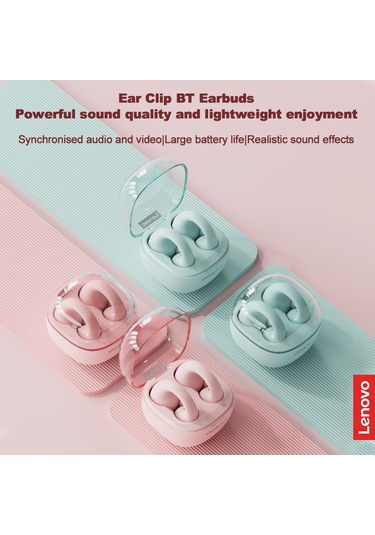 Suofeng 联想 Lp13 Pembe Klip-on Bluetooth 5.3 Kulaklık - 10mm Hoparlör, 5 Saat Müzik Süresi, 10m Aktarım Mesafesi
