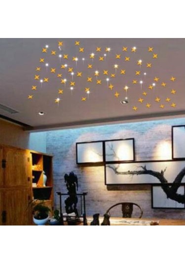Dekoratif Süs Ayna 50X Adet Gold Altın Yıldız Tavan Duvar(408515753) Altın