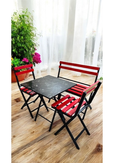 Modern Balkon Bahçe Mutfak Bistro Set Katlanır Masa-sandalye Kırmızı