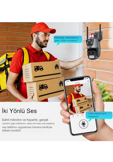 8mp 4k Ip Kamera Açık Wifi Ptz Çift Lens Çift Ekran Otomatik İzle