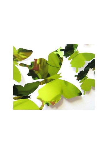 12 Adet/takım Kelebek Kombinasyonu Modern 3d Ayna Akrilik Ev Dekorasyon Diy Sanat Duvar Çıkartmaları Yeşil