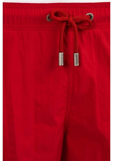 Kırmızı Su İtici Özellikli Naylon Kumaş Düz Renk Basic Erkek Plaj Deniz Şort Mayo - 540-kırmızı 001