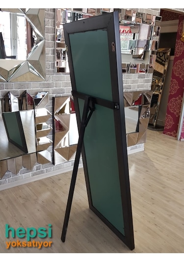 Ayna Çerçeveli Model Siyah Renk Ayaklı Boy Aynası Siyah