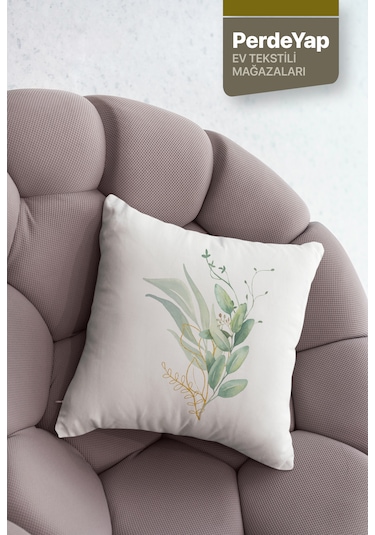 Sade Modern Tasarımlı Yeşil Yapraklar Desenli 4lü Kırlent Kılıfı