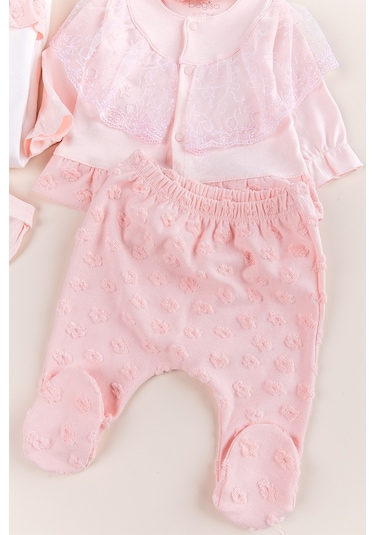 Güpürlü 8'li Kız Bebek Hastane Çıkışı Bebek Takımı