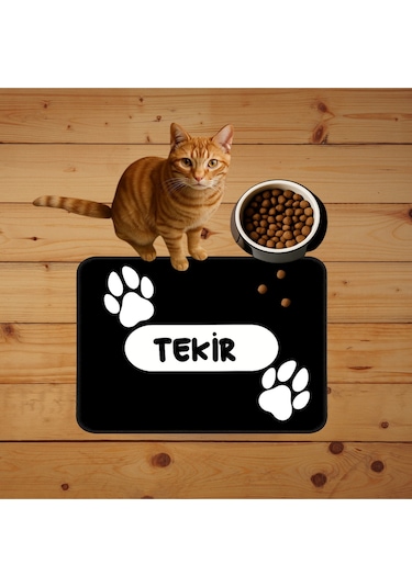 Evcil Hayvan İsimli Kedi Köpek Mama Paspası Ve Beslenme Altlığı Mama Önü Tuvalet Önü Paspas 40x60cm Çok Renkli