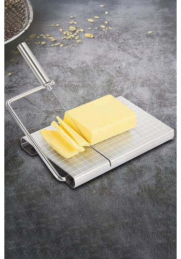 Komple Çelik 5 Yedek Bıçaklı Çok Amaçlı Peynir Salam Kek Pasta Dilimleyici Mt104 Gri