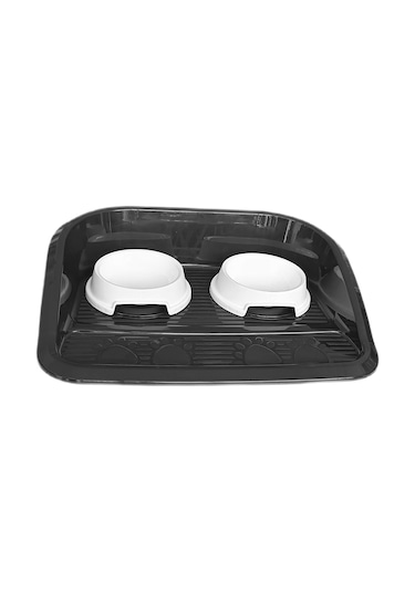 Markapet Servis Tepsili Plastik İkili Kedi Köpek Mama Su Kabı 35 x 46 CM