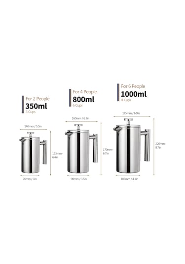 350ml French Press Kahve Makinesi Paslanmaz H43539-1 Diğer