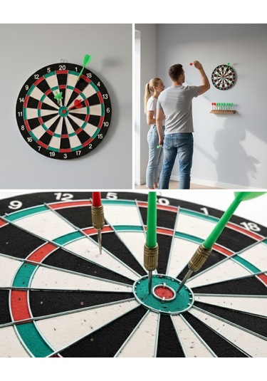 17 İnç Dart Tahtası 4 Metal Dart Oku - Lisinya Standart