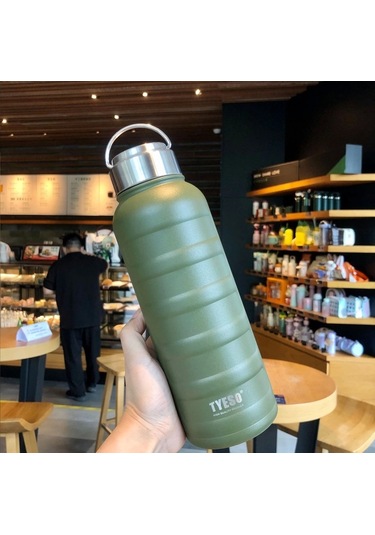 Paslanmaz Çelik Termos Su Şişesi 360ml Vakumlu Kapak Yeşil İthal Ürün Yeşil