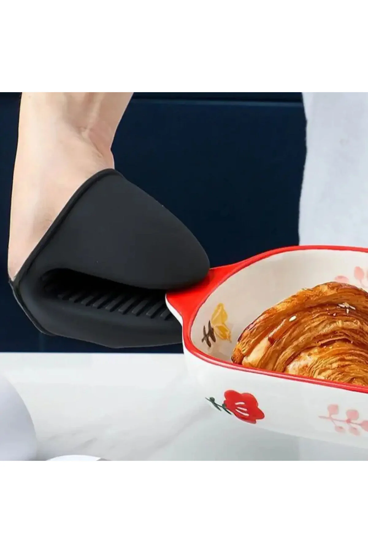 Silikon Fırın Eldiveni 2 Li Isı Yalıtımlı, Kaymaz Yüzey, Esnek Ve Kolay Temizlenebilir Siyah