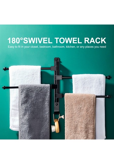 Xiyyadms Banyo 3 Çubuklu 180 Derece Döner Havlu Rakası - Uzay Alüminyum, Pas Koruyucu, Duvar Montajlı, Katlanabilir, Pratik Kanca Diğer