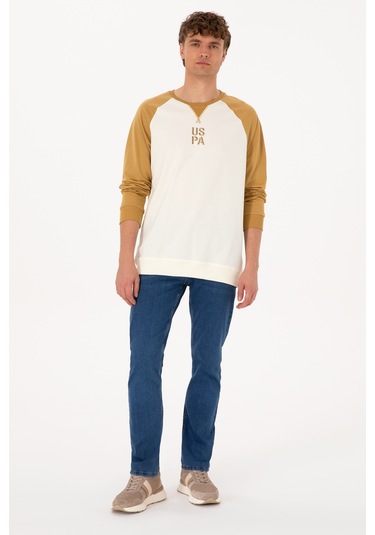 U.S. Polo Assn. Erkek Bisiklet Yaka Regular Fit Haki İnce Sweatshirt 50315420-VR151