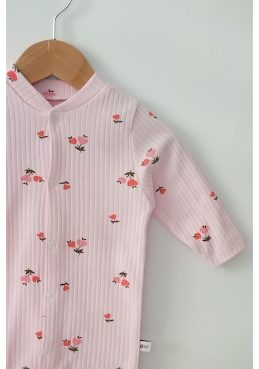 Bebe Wini Pembe Çiçekli 100 %pamuk Patikli Tulum Renkli