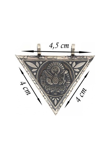 925 Ayar Gümüş Üçgen İçi Açılabilen Osmanlı Arma Muskalık Gümüş Kolye T6059 599599 Gümüş