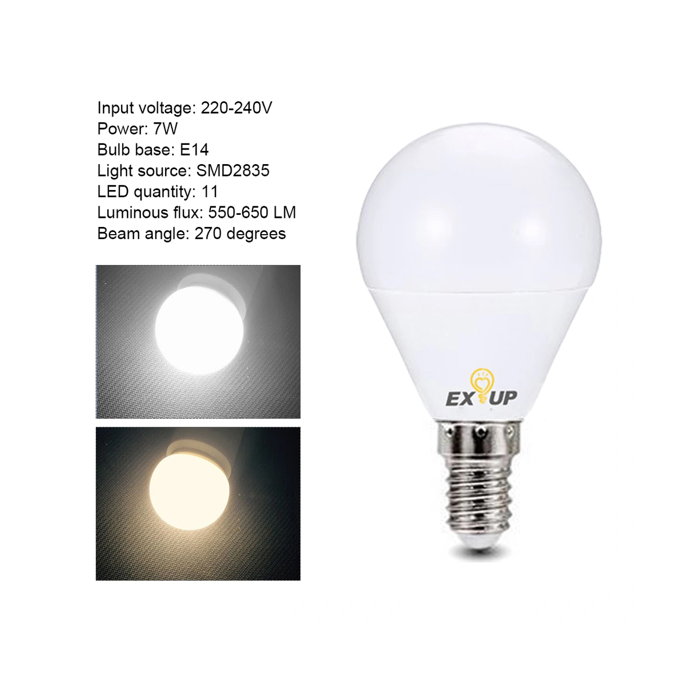 Youmex E14 Led Iç Mekan Ampülü 7w 220-240v 270 Açılı 550-650lm Beyaz Işık 5 Adet