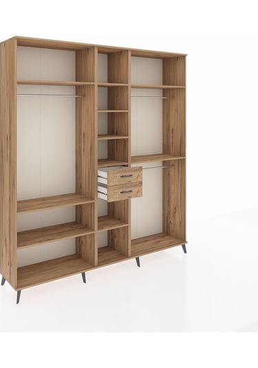 Hyperion Dolap 10 Raflı 2 Çekmeceli 3 Askılı 220x44x243 Çam-çam/çam Atlas Çam/atlas Çam