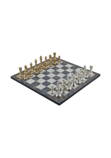 Gifthome Metal Satranç Takımı-seti büyük klasik parlak Taş Ve Gri