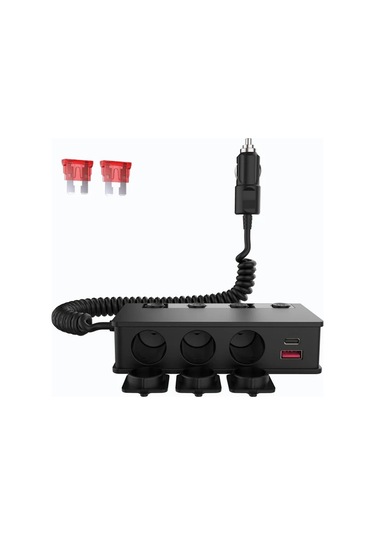 Xuweiwei Tr-55d 7si 1 Arada Araç Fiş Bölücü 180w Araç Şarj Cihazı Çift Pd Qc3 0 Hızlı Şarj 12v 24v İphone Uyumlu 16 15 14 Kamyon Kamp Tüm Cihazlar