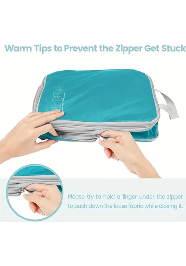 Fochsia 4 Parça Canlı Renk Sıkıştırma Seyahat Organizatörü Çantaları Black Nylon Yıkanabilir Ahşap