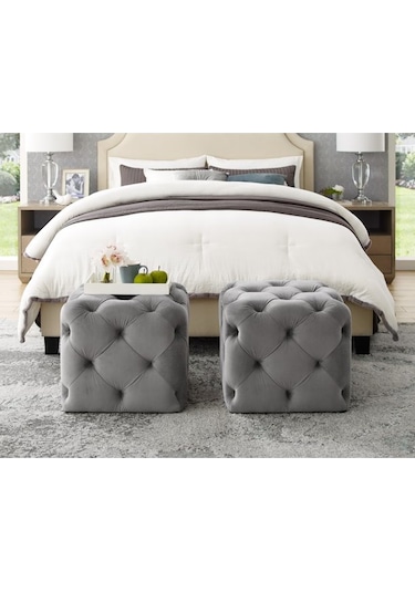 Deccostil Kapitoneli Kare Puf/Orta Sehpa/40Cm