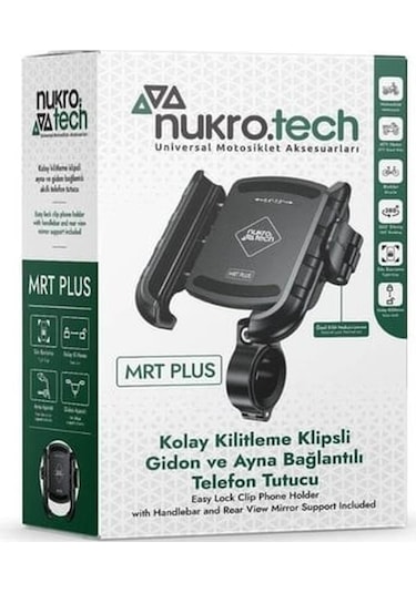 Nukrotech Mrt Plus Klipsli Motosiklet Telefon Tutucu Siyah