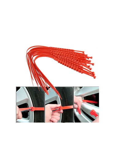 Youtek 20 Adet Nylon Araba Kayma Engeli Zinciri -40 C Dayanıklı + Eldiven Çifti - Tüm Lastikler 175-285mm - Kar, Çamur, Buz Yolları İçin