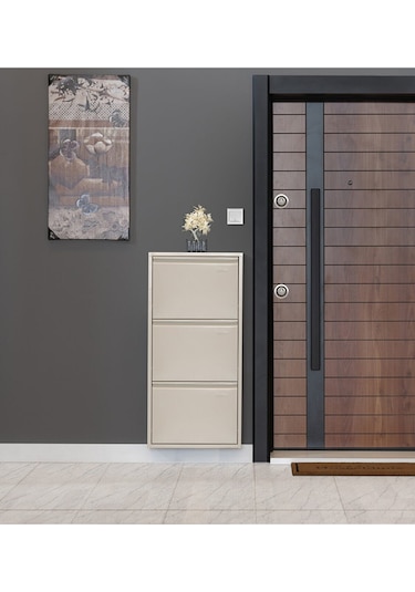 Kaser 3'Lü Krem Metal Ayakkabılık Krem