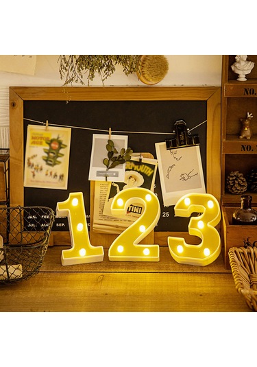 Konesam Led Rakamlı Dekoratif Işık - Sıcak Beyaz Sabit Aydınlatma, Doğum Günü, Parti Ve Özel Etkinlikler İçin Dekorasyon Aleti Pil Dahil Değil Diğer
