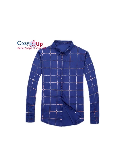 Rahat Up Erkekler Ekose Kavisli Hem Gömlek Casual İş Düğmesi Gömlek Uzun Kollu Damalı Erkek Gömlek Mor