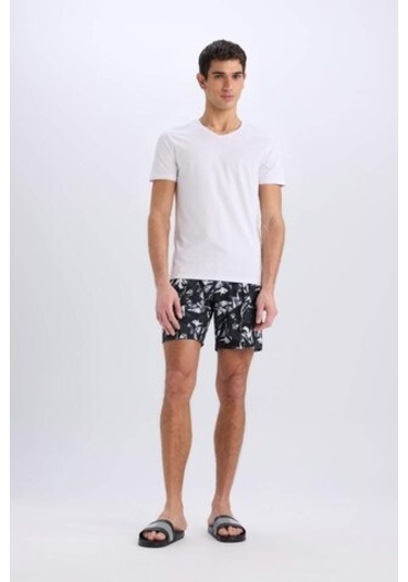 Defacto Defactofit Regular Fit Baskılı Esnek Dokulu Diz Boyu Sporcu Deniz Şortu B5994ax25hsbk81 Siyah