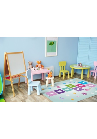 Kaymaz Tabanlı Ince Yıkanabilir Çocuk Halısı Sek Sek