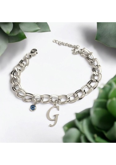 Kadın Samanyolu Nazar Boncuklu Çelik Harf Bileklik 887711