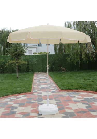 Ods Plaj Şemsiyesi 180/8 Bidonlu - Krem Krem