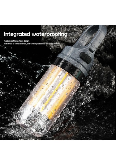 Led Şarj Edilebilir El Feneri Kamp Feneri 5 Mod Süper Parlak Beyaz - Gri