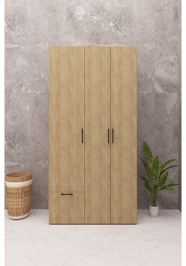 Mdf Çamaşır Makinesi Ve Kurutma Makinesi Dolabı Ütü Masalı Kapaklı Ahşap Lefkas Meşe