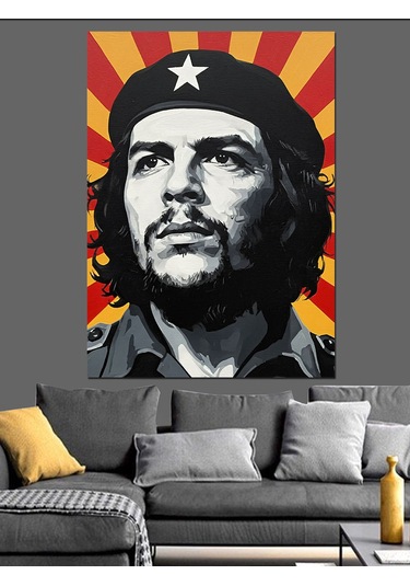 Che Guevara Popart Portre Dekoratif Kanvas - Mdf Ahşap Tablo