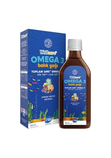 Wellcare Omega 3 Doğal Karışık Meyve Aromalı Balık Yağı 150 ML