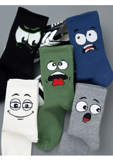 Responce 5 Çift Baskılı Uzun Çorap Seti 365222325 Gri