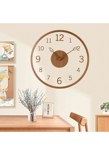 Suntek Ofis Ev Sınıf Tik Rengi Için Modern Duvar Saati Sessiz Diğer