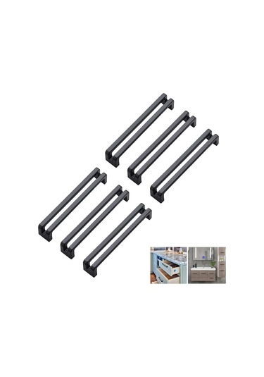 Siyah Mutfak Kapı Kolu, 6 Parça Çekmece Kolu 96 Mm C/c, Çinko Alaşımlı Dolap Kolları, Modern Yatak Odası Gardırop Kolları, Kapılı Gardırop
