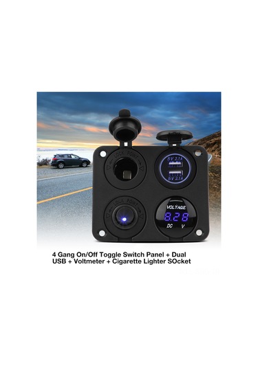 Springsun 12-24v Araç Usb Şarj Cihazı, Voltmetre Ve Islak Sigara Çıkışı İle Kombinasyon Paneli Mavi Işık , Su Geçirmez, Ateş Direnci Malzeme, Evrensel Uyumlu Otomobil, Rv, Bot